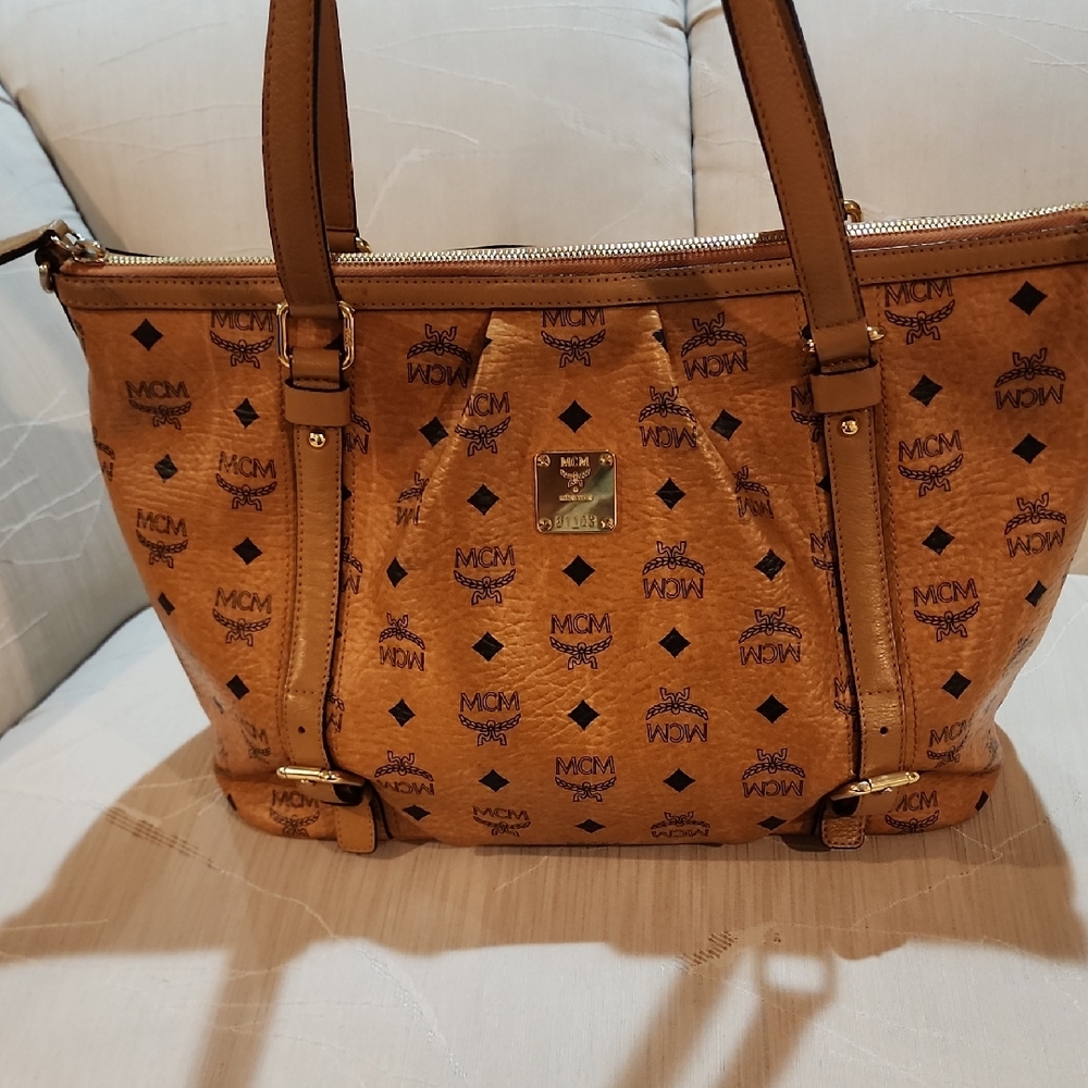 MCM Tan Leather Tote Bag